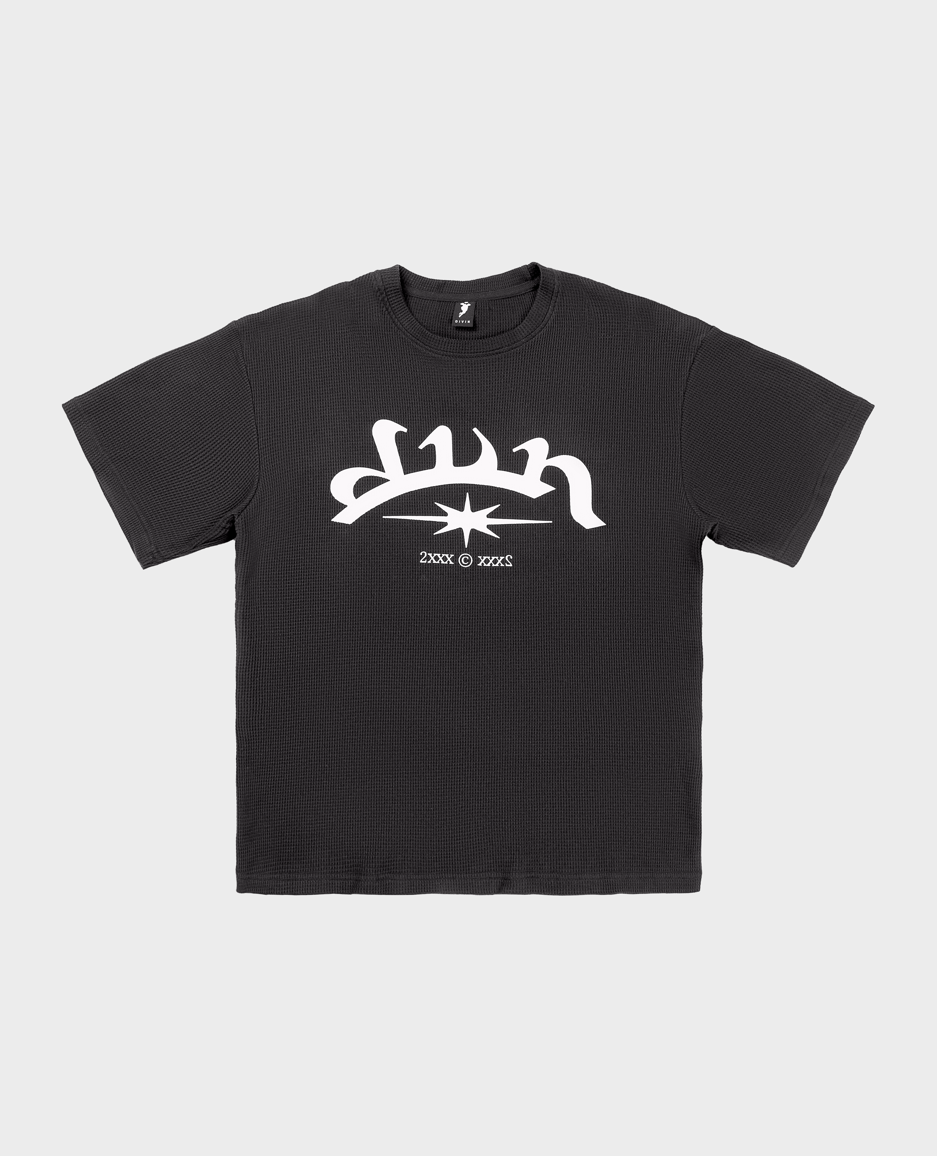 BLACK WAFFLE T-SHIRT