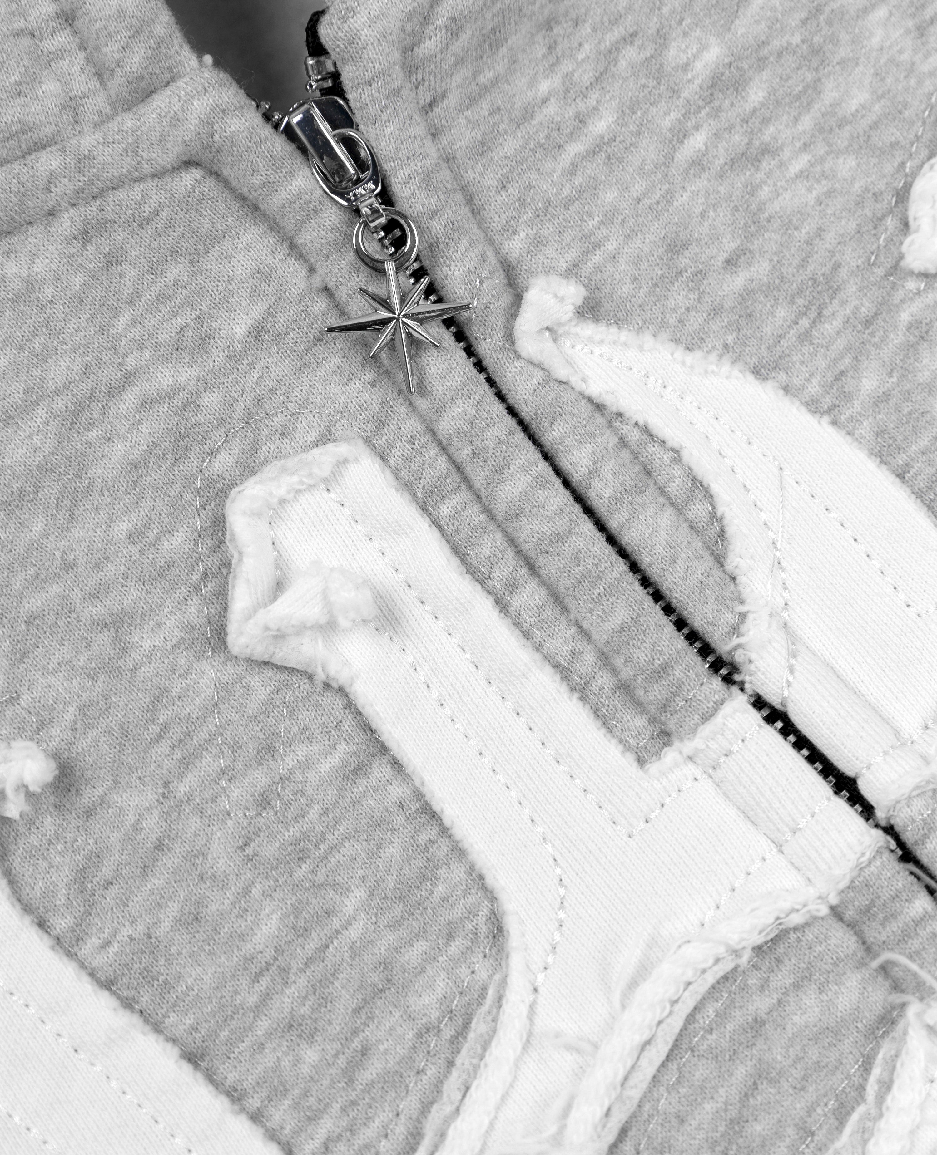 GREY 6STARS PATCH ZIP