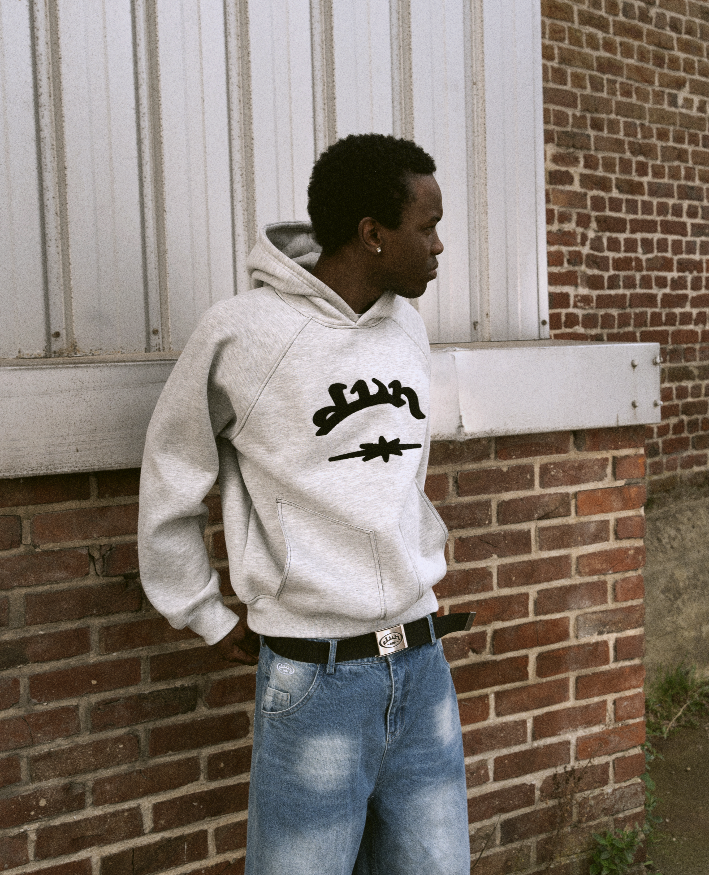 MOTTLED GREY SHARP HOODIE