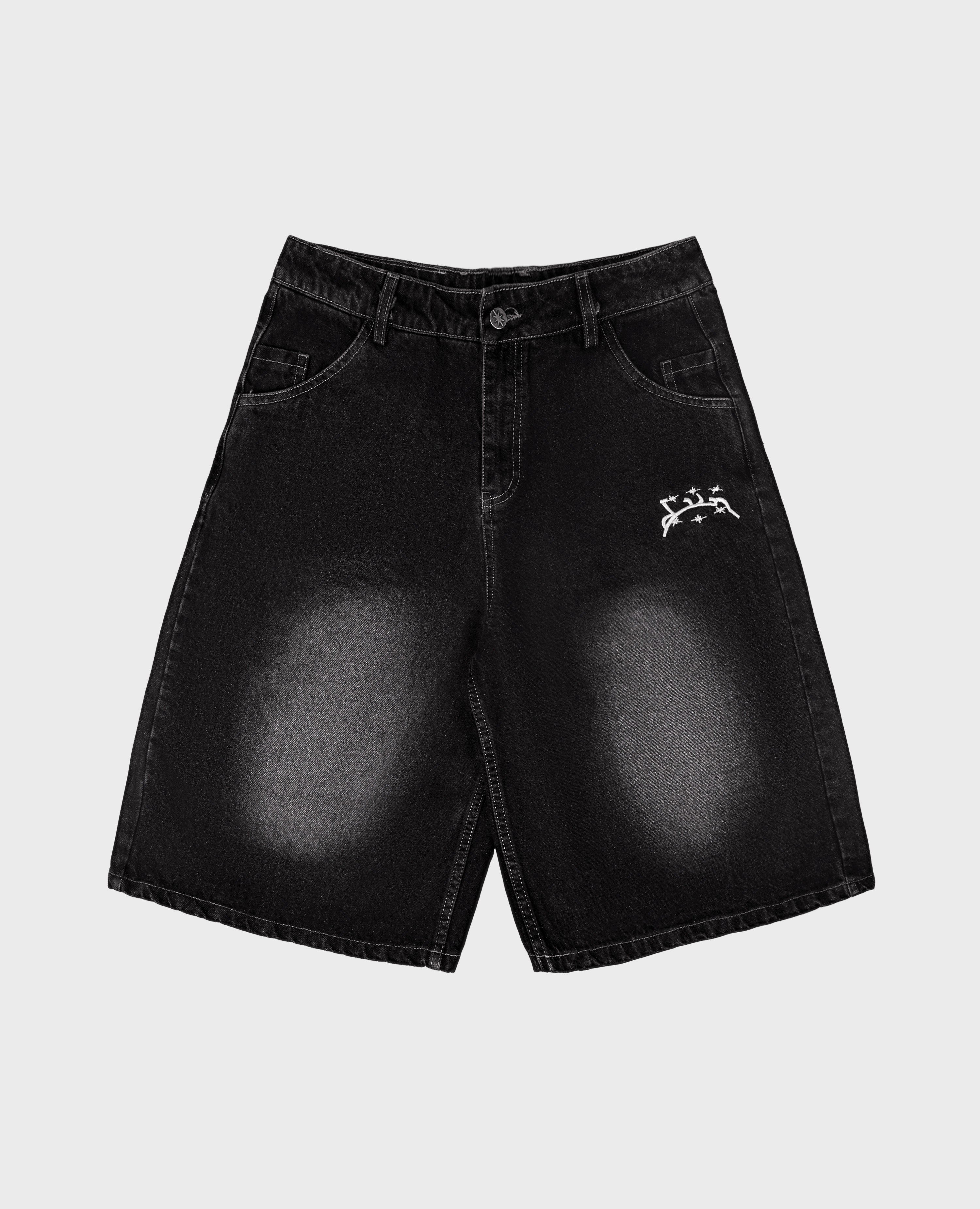 WASHED BLACK DENIM JORT