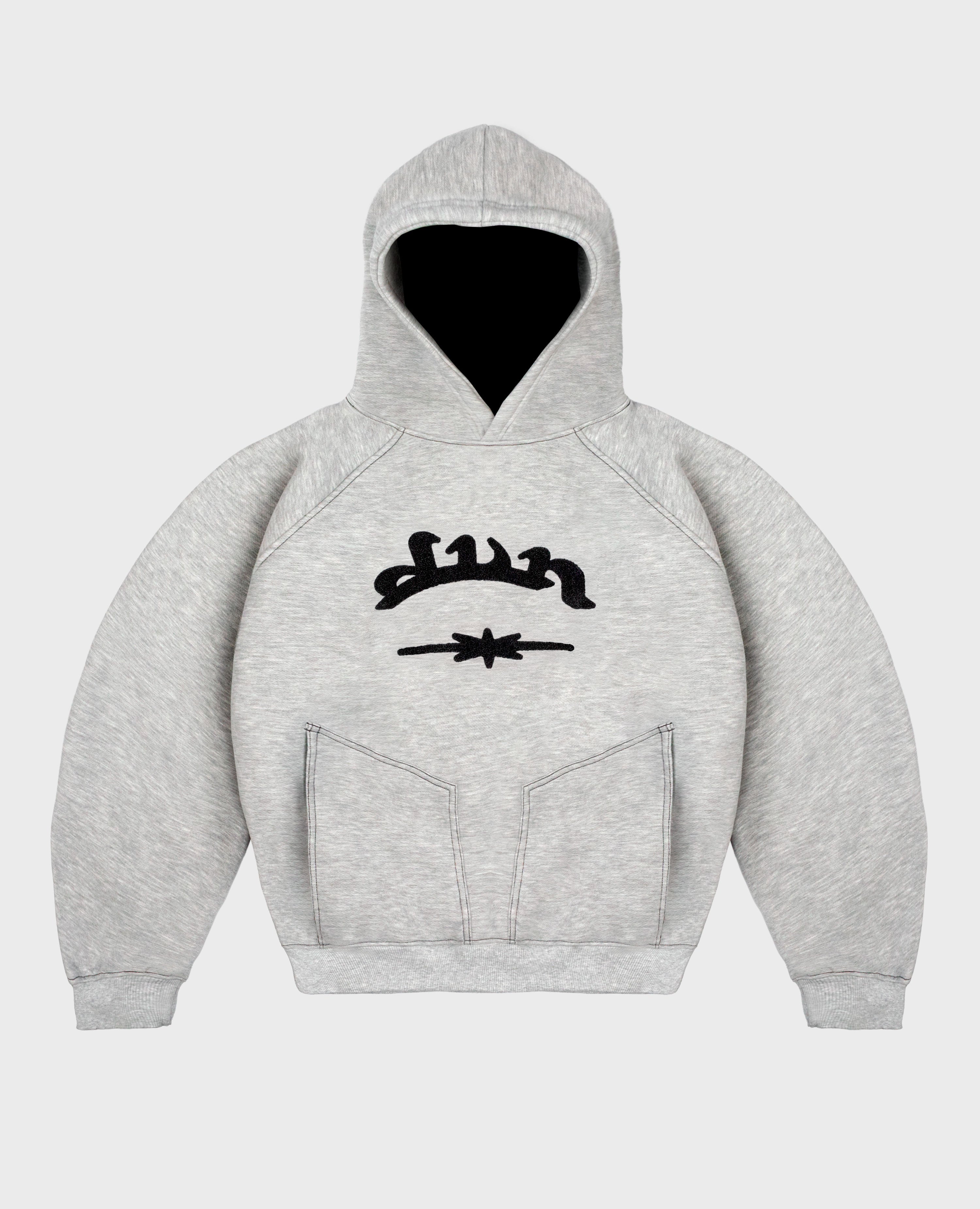 MOTTLED GREY SHARP HOODIE