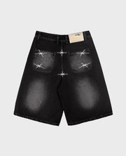 WASHED BLACK DENIM JORT